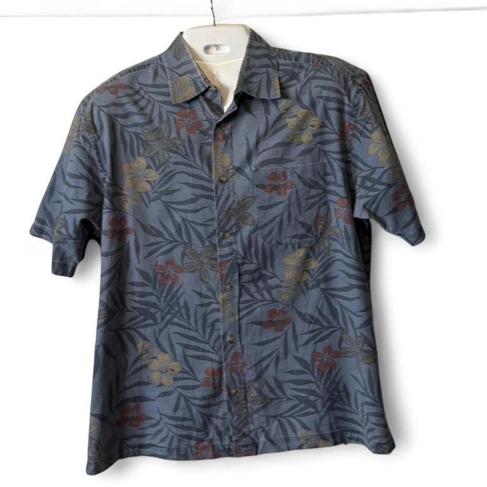 Vintage 90s John Ashford Gray Hawaiian Shirt, Men's‎ Size L
